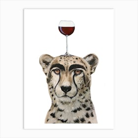 Cheetah With Wineglass Art Print