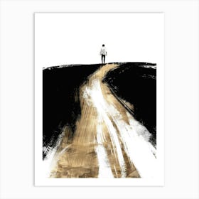 Man Walking Down A Dirt Road Art Print