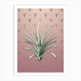 Vintage Pineapple Botanical on Dusty Pink Pattern n.0219 Art Print