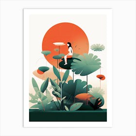 Whispers of Freedom: Minimalist Woman's Journey Art Print