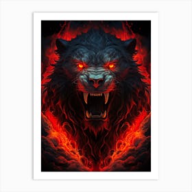 Wolf In Fire Art Print