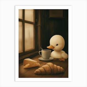 Duck With A Cup Of Coffee Art Print