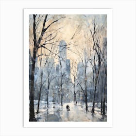 Winter City Park Painting Central Park New York City 2 Art Print