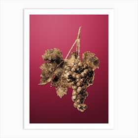 Gold Botanical Raisin Grape on Viva Magenta Art Print