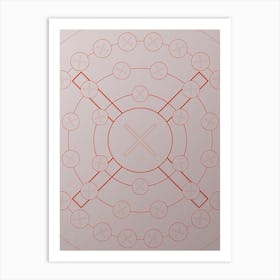Geometric Abstract Glyph Circle Array in Tomato Red n.0268 Art Print