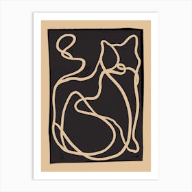 Abstract Line Art Cat 2 Art Print