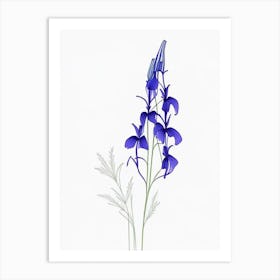 Delphinium Floral Minimal Line Drawing 2 Flower Art Print