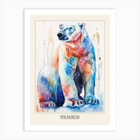 Polar Bear Colourful Watercolour 3 Poster Art Print