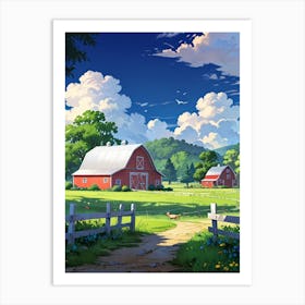 Red Barn In The Countryside Art Print