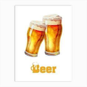 Beer Glasses Vector. Paris Art Print