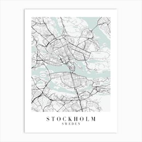 Stockholm Sweden Street Map Minimal Color Art Print
