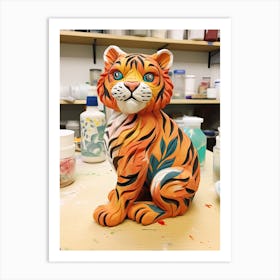 Tiger Illustration Sculpting Watercolour 2 Art Print