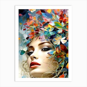 Beautiful Woman With Colorful Hair Art Print