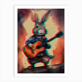 Rabbit Playing Guitar 1 Art Print