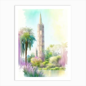 Bok Tower Gardens, Usa Pastel Watercolour Art Print
