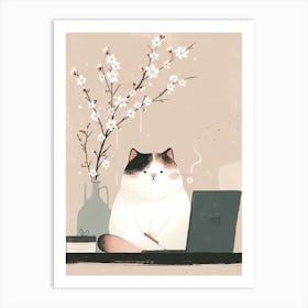 Cat Sitting On A Laptop Art Print