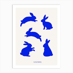 Lucky Bunny Electric Blue Art Print