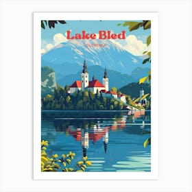 Lake Bled Castle Digital Travel Illustration Art Print