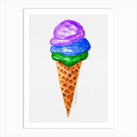 Ice Cream Cone Watercolor Artwork 1 Art Print