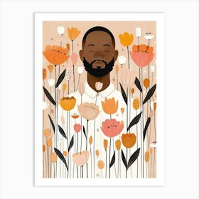 Black Man In Flowers Art Print