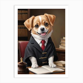 Dog In A Lawyer Suit Art Print