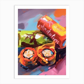 Sushi Rolls Oil Painting 2 Art Print