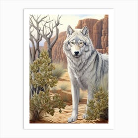 Tundra Wolf Desert Scenery 1 Art Print