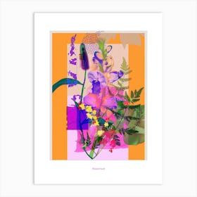 Aconitum 4 Neon Flower Collage Poster Art Print