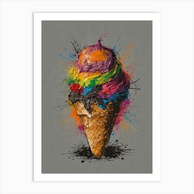 Rainbow Ice Cream Cone 1 Art Print