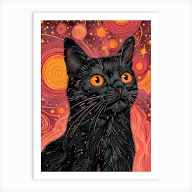 Black Cat In Space 7 Art Print