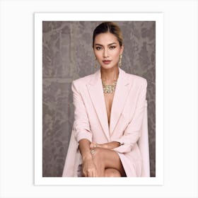 Asian Woman In Pink Suit 1 Art Print