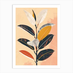 Rubber Plant Minimalist Illustration 4 Art Print