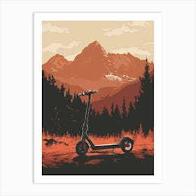 Electric Scooter In The Mountains Art Print