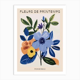 Spring Floral French Poster  Periwinkle 2 Art Print