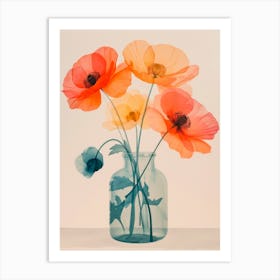 Poppies in a Vase. Floral Watercolor Art Print