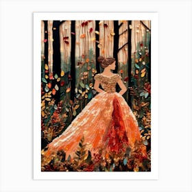 Autumn Girl In A Forest Art Print