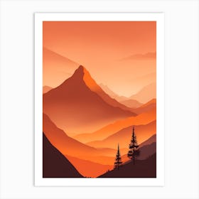 Misty Mountains Vertical Composition In Orange Tone 65 Art Print