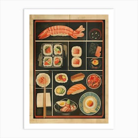 Japanese Food Platter Mid Century Modern Art Print