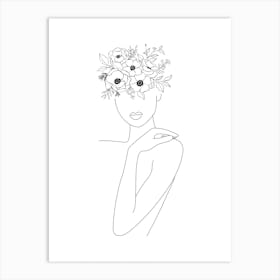 Flower Girl Line Art Art Print