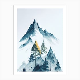 Mountain And Forest In Minimalist Watercolor Vertical Composition 236 Art Print