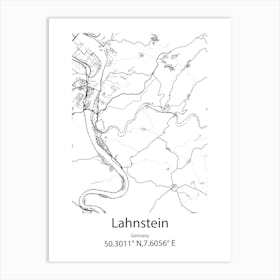 Lahnstein,Germany Minimalist Map 1 Art Print