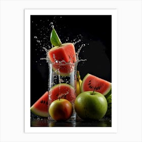 Watermelon Water Splash Art Print