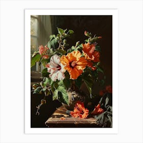 Baroque Floral Still Life Hibiscus 2 Art Print