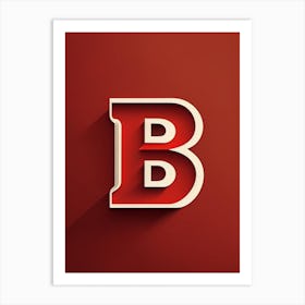 B  Letter, Alphabet Retro Minimal 5 Art Print