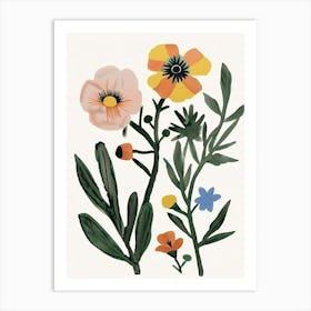 Painted Florals Portulaca 2 Art Print