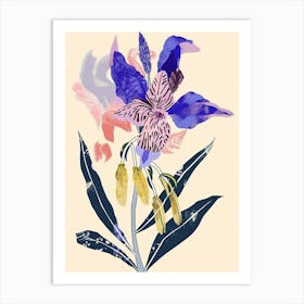 Colourful Flower Illustration Aconitum 1 Art Print