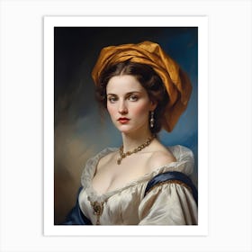 Elegant Classic Woman Portrait Painting (19) Art Print