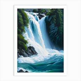 Huka Falls, New Zealand Peaceful Oil Art 1 (1) Art Print