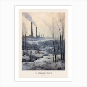 Winter City Park Poster Gas Works Park Seattle 1 Art Print