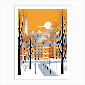 Retro Winter Illustration Cambridge United Kingdom 1 Art Print